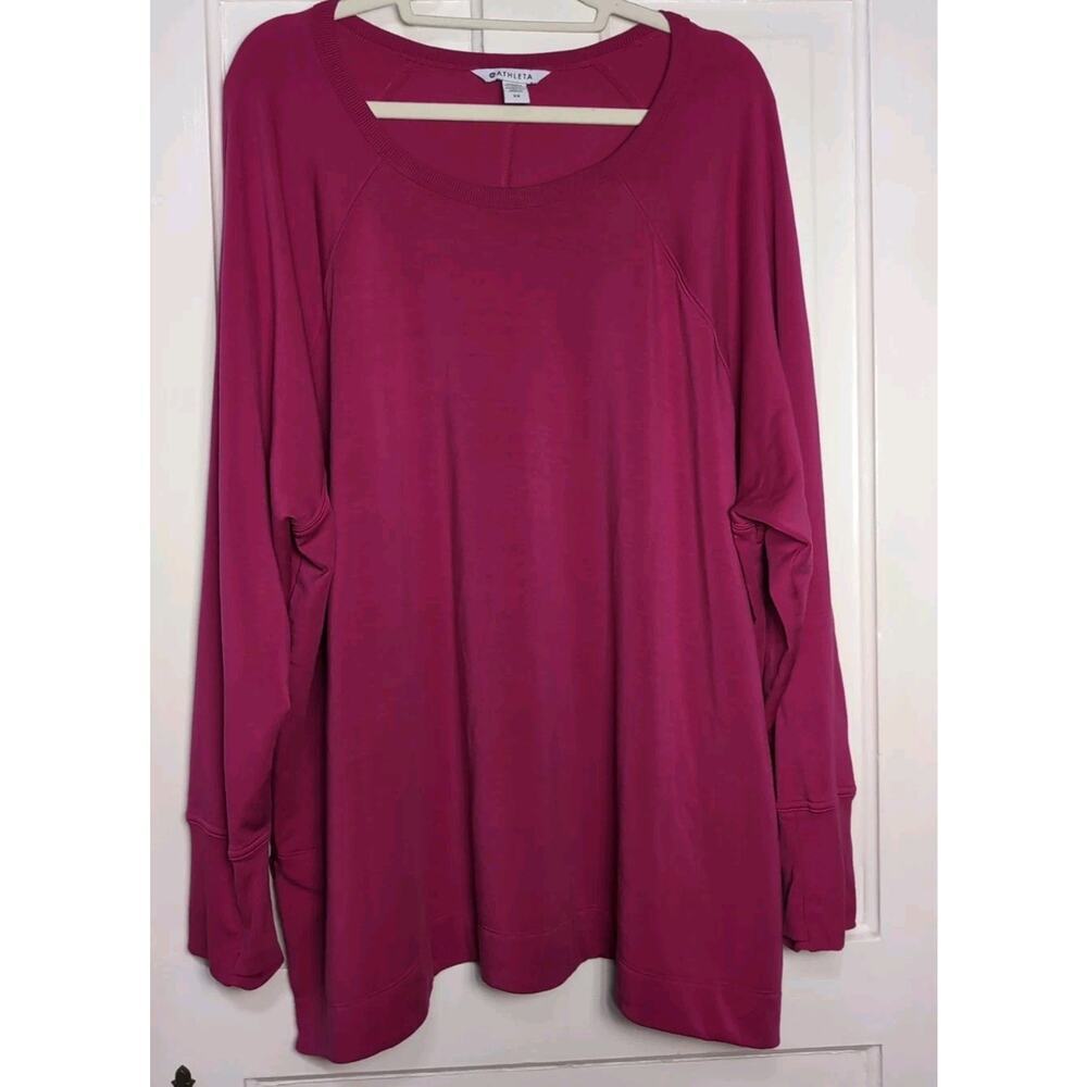 Athleta Long Sleeve Shirt Sweatshirt Pink Seasoft Scoop Neck Top Women's 3X(1148